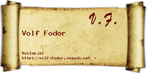 Volf Fodor névjegykártya
